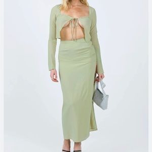 Brand new sage green midi skirt / shirt set. Never worn, tags still on.